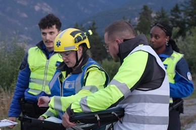 Étudiants ambulanciers: exercice grandeur nature